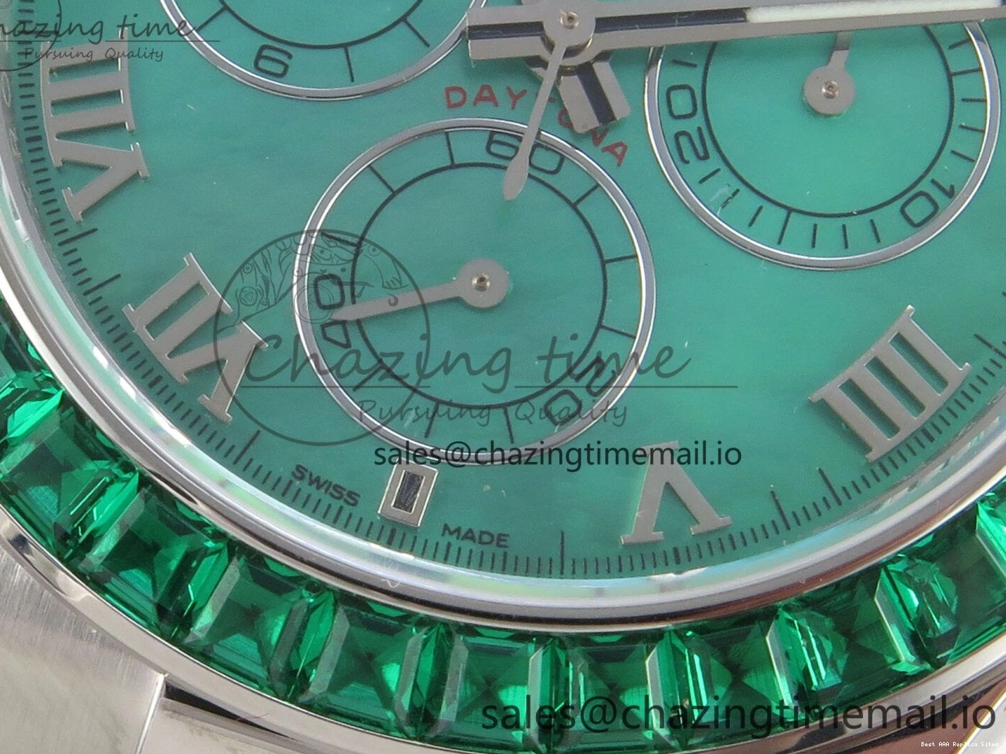 Good Copy Rolex Watches Diamonds Green MPF 40mm Bezel Green Leather 326 Custom Strap Dial FreshLook Modded Daytona on SA 0110